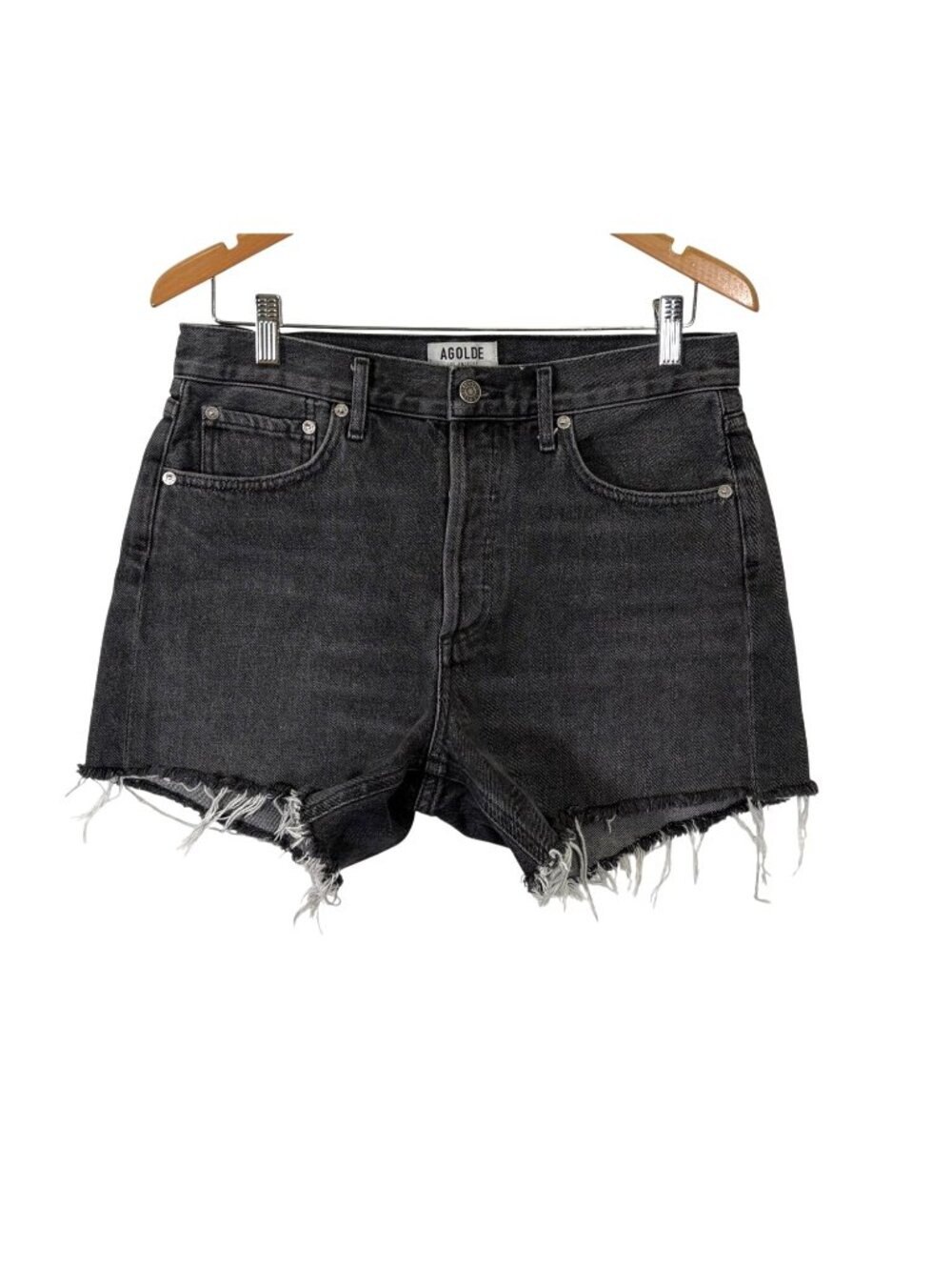 AGOLDE High Waist Cut Off Jean Shorts Size 26 - Picture 2 of 10